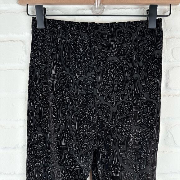 TopShop Burn Out Velvet Black Leggings Sheer Paisley Pattern Size 0 - Picture 5 of 10